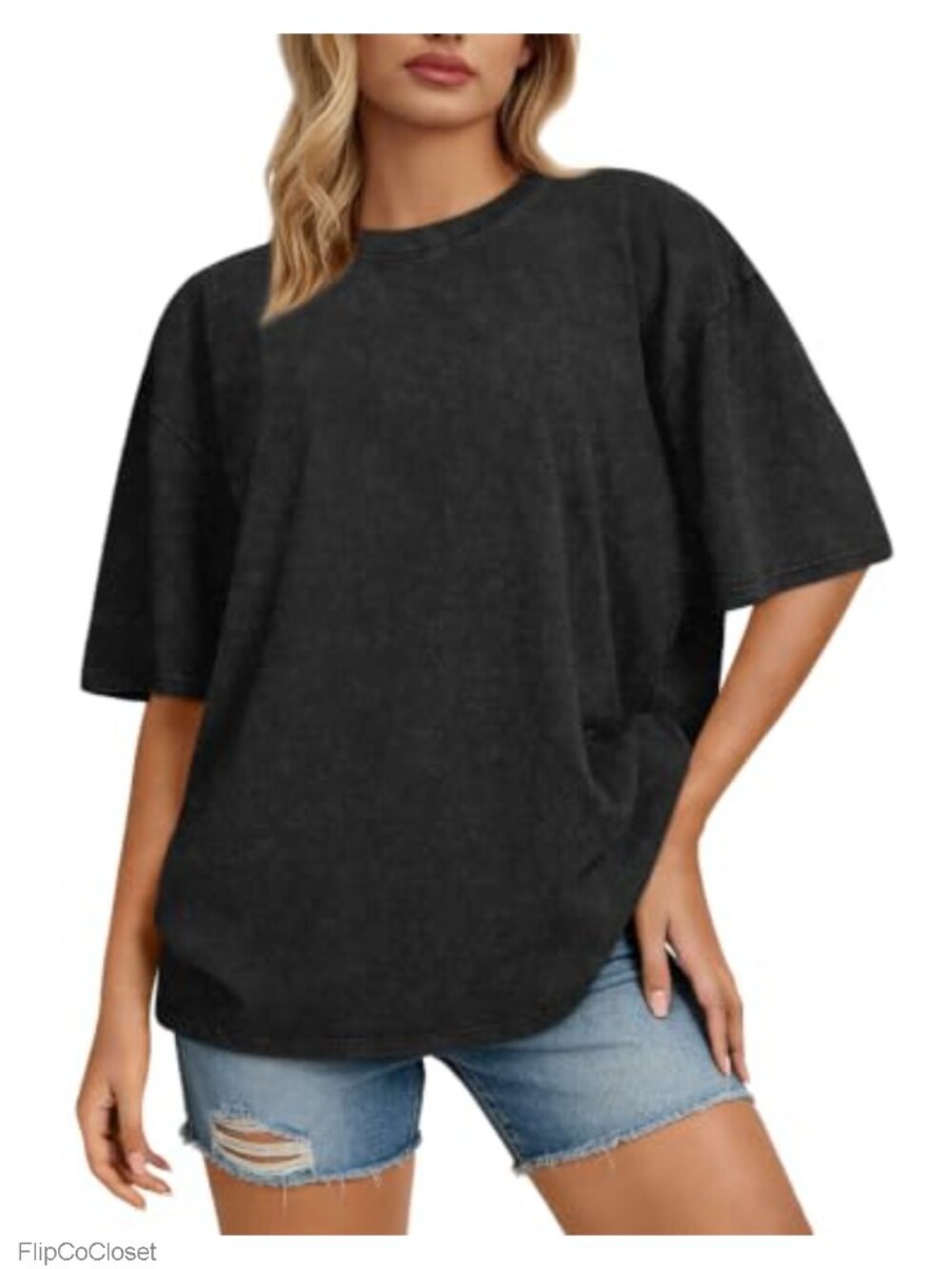 Oversized Cotton T-Shirt Acid Wash Short Sleeve Loose Fit Graphic Tee